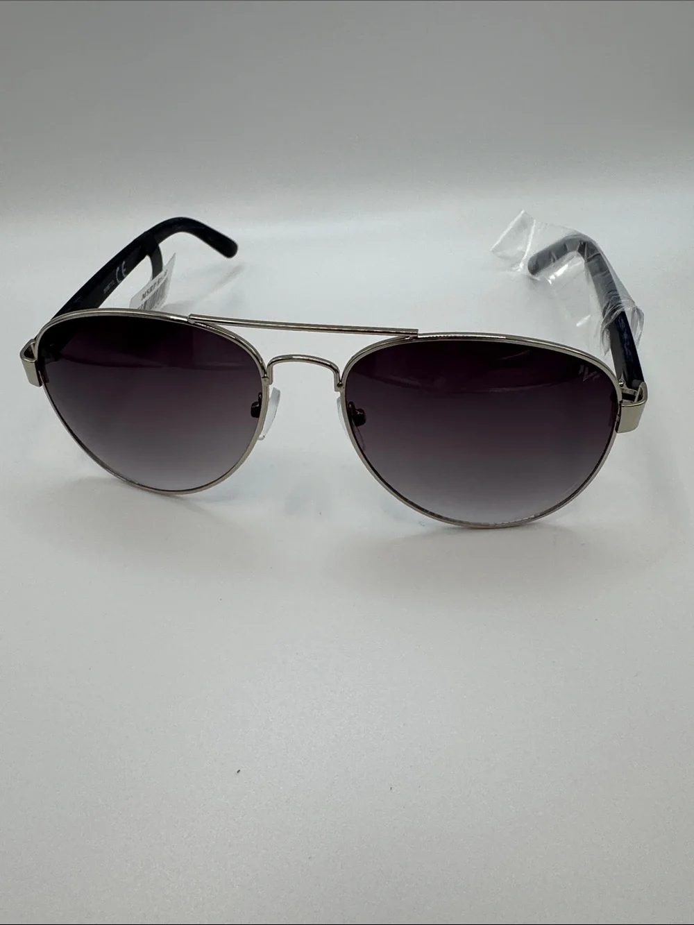 Classic Aviator Sunglasses - Silver Frame with Gradient Smoke Lenses